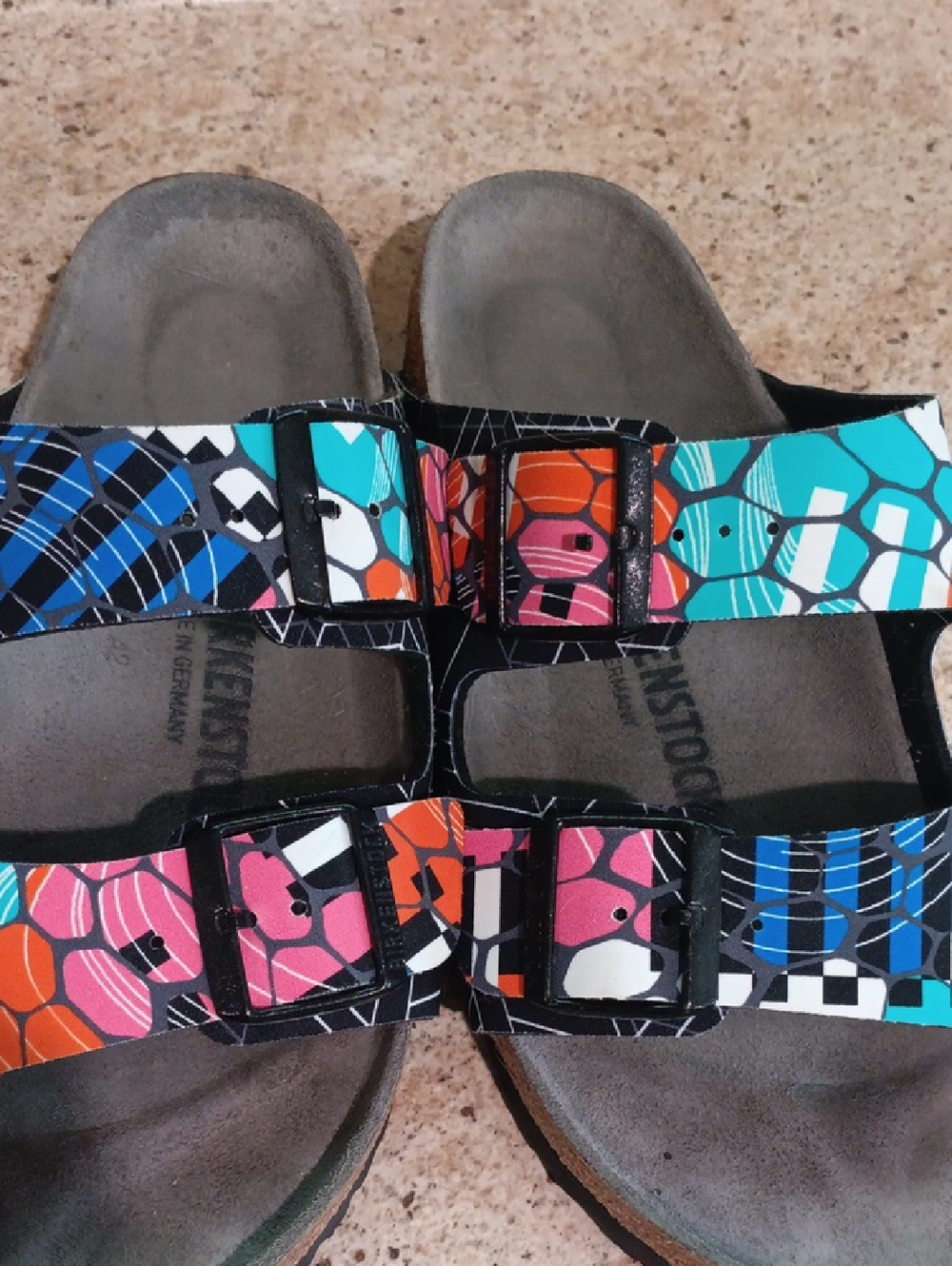 Birkenstock Arizona Sonar Geometric Two-Strap Sandals Size 40 W-9 M-7 - Picture 6 of 8